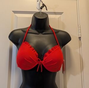 Red W/ A Hint Of Orange Victoria's Secret Pushup Bikini Bra